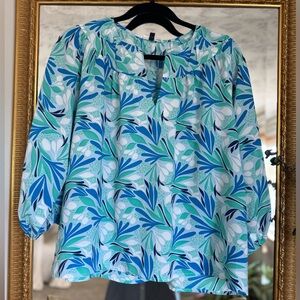 Michelle McDowell Blue and Green Print Blouse